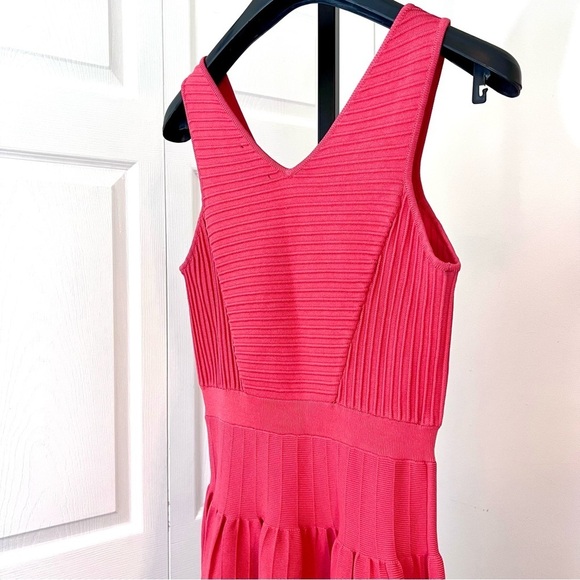 Sam Edelman Pink Bandage Coral V-Neck Dress - Fit and Flare - Picture 5 of 9